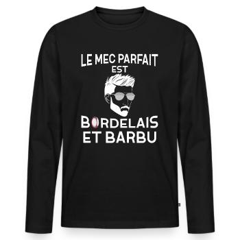 Mec Parfait De Bordeau Est Barbu - T-shirt manches longues Premium bio Homme - noir - Devant - Nico (187cm)