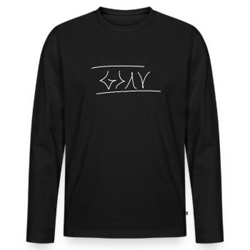 Gott ist größer als Höhen und Tiefen, Symbol - Männer Premium Bio Langarmshirt - Schwarz - Vorne - Nico (187cm)