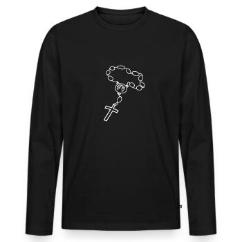 Kreuz, Fisch, Christ, Rosenkranz, Symbol - Männer Premium Bio Langarmshirt - Schwarz - Vorne - Nico (187cm)