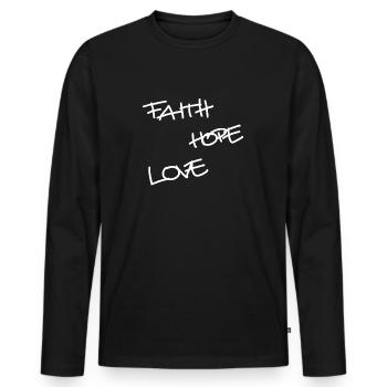 Foi Espérance Amour, Rosaire, Symbole, Croix, Dieu - T-shirt manches longues Premium bio Homme - noir - Devant - Nico (187cm)
