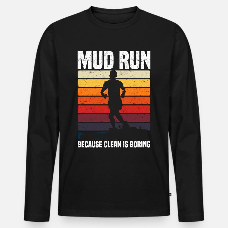 Schlammlauf - Männer Premium Bio Langarmshirt - Schwarz