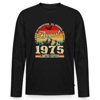 August 1975 Vintage Retro Birthday Vintage - Men's Premium Organic Long Sleeve Shirt - black - Front - Nico (187cm)