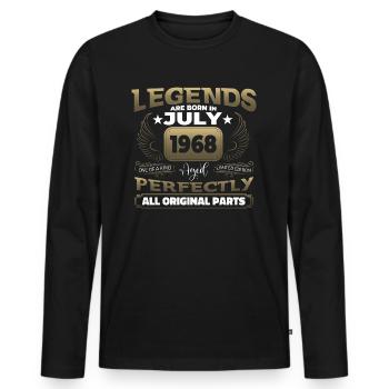 Legend Born 1968 July 54th Birthday Gift - Men's Premium Organic Long Sleeve Shirt - black - Front - Nico (187cm)