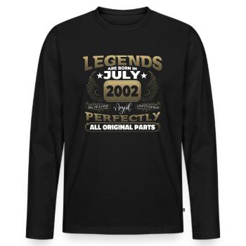 Legend Vintage 2002 Cadeau d’anniversaire du 20 juillet - T-shirt manches longues Premium bio Homme - noir - Devant - Nico (187cm)