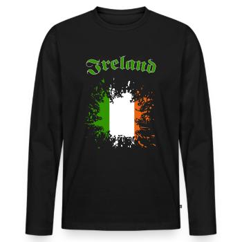 Ireland - Männer Premium Bio Langarmshirt - Schwarz - Vorne - Nico (187cm)