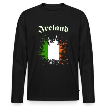 Ireland Splash - Männer Premium Bio Langarmshirt - Schwarz - Vorne - Nico (187cm)