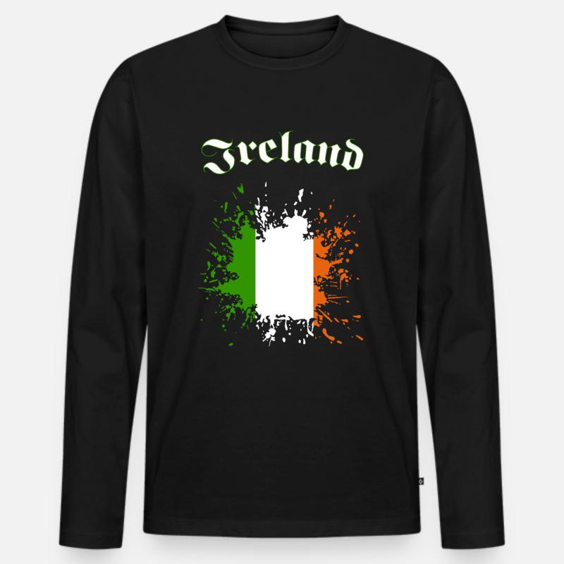 Ireland Splash - Männer Premium Bio Langarmshirt - Schwarz