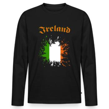 Ireland Shamrock - Männer Premium Bio Langarmshirt - Schwarz - Vorne - Nico (187cm)