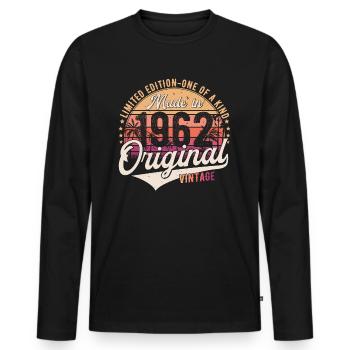 1962 Vintage Born Vintage Cadeau d’anniversaire - T-shirt manches longues Premium bio Homme - noir - Devant - Nico (187cm)