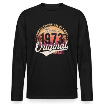 1973 Vintage Born Vintage Cadeau d’anniversaire - T-shirt manches longues Premium bio Homme - noir - Devant - Nico (187cm)