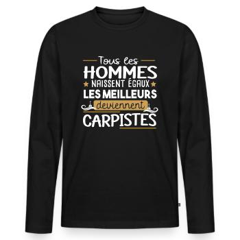 Carpiste homme.Pêcheur. pêche. Poisson cadeau - T-shirt manches longues Premium bio Homme - noir - Devant - Nico (187cm)