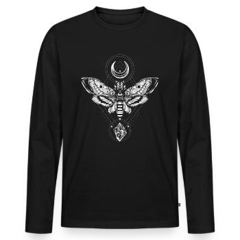 Mystical moon butterfly - Men's Premium Organic Long Sleeve Shirt - black - Front - Nico (187cm)
