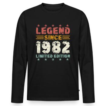 Legend 1982 Vintage Vintage Birthday Gift - Men's Premium Organic Long Sleeve Shirt - black - Front - Nico (187cm)