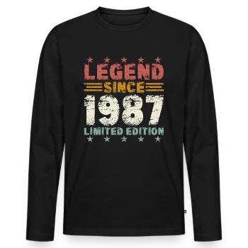 Légende 1987 Vintage Vintage Cadeau d’Anniversaire - T-shirt manches longues Premium bio Homme - noir - Devant - Nico (187cm)