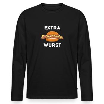 Extra Wurst Bratwurst mit Senf im Brötchen Grillen - Männer Premium Bio Langarmshirt - Schwarz - Vorne - Nico (187cm)