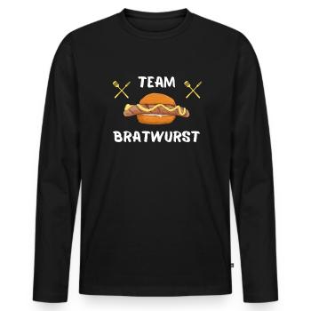 Team Bratwurst mit Senf im Brötchen Grillen - Männer Premium Bio Langarmshirt - Schwarz - Vorne - Nico (187cm)