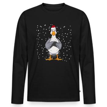 Unfreundliche Möwe Norden See Weihnachten - Männer Premium Bio Langarmshirt - Schwarz - Vorne - Nico (187cm)