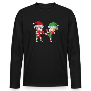 Lustiges Kickboxer Elf Weihnachten Boxen - Männer Premium Bio Langarmshirt - Schwarz - Vorne - Nico (187cm)