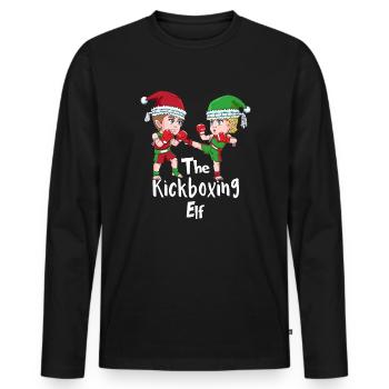 Lustiges Kickboxer Elf Weihnachten Boxen - Männer Premium Bio Langarmshirt - Schwarz - Vorne - Nico (187cm)