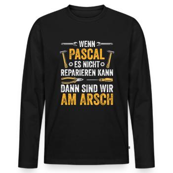 Lustiges Pascal Handwerker Heimwerker Sprüche - Männer Premium Bio Langarmshirt - Schwarz - Vorne - Nico (187cm)