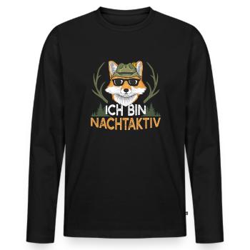 Ich bin Nachtaktiv Fuchs Jäger Jagd Wald - Männer Premium Bio Langarmshirt - Schwarz - Vorne - Nico (187cm)