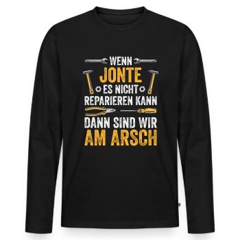 Lustiges Jonte Handwerker Heimwerker Sprüche - Männer Premium Bio Langarmshirt - Schwarz - Vorne - Nico (187cm)