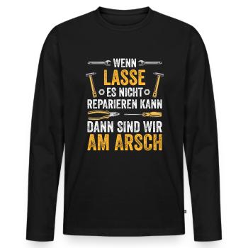 Lustiges Lasse Handwerker Heimwerker Sprüche - Männer Premium Bio Langarmshirt - Schwarz - Vorne - Nico (187cm)