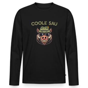 Coole Sau Sauenjäger Wildschwein Jäger Jagd Wald - Männer Premium Bio Langarmshirt - Schwarz - Vorne - Nico (187cm)