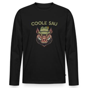 Coole Sau Sauenjäger Wildschwein Jäger Jagd Wald - Männer Premium Bio Langarmshirt - Schwarz - Vorne - Nico (187cm)