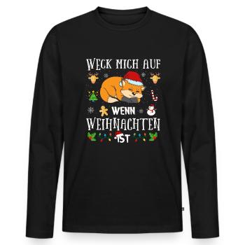 Lustiges Wecke Mich Auf Wenn Weihnachten Ist Fuchs - Männer Premium Bio Langarmshirt - Schwarz - Vorne - Nico (187cm)