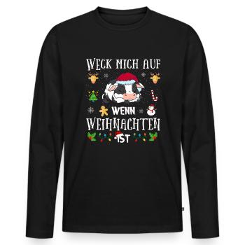 Lustiges Wecke Mich Auf Wenn Weihnachten Ist Kuh - Männer Premium Bio Langarmshirt - Schwarz - Vorne - Nico (187cm)