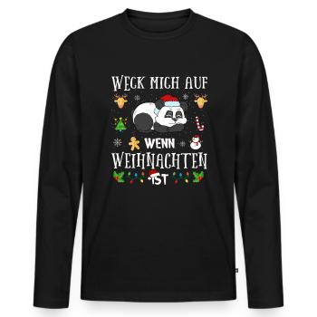 Lustiges Wecke Mich Auf Wenn Weihnachten Ist Panda - Männer Premium Bio Langarmshirt - Schwarz - Vorne - Nico (187cm)