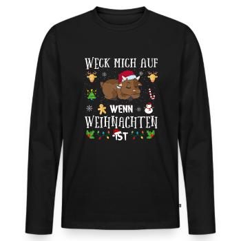 Lustiges Wecke Mich Auf Wenn Weihnachten Ist Ziege - Männer Premium Bio Langarmshirt - Schwarz - Vorne - Nico (187cm)