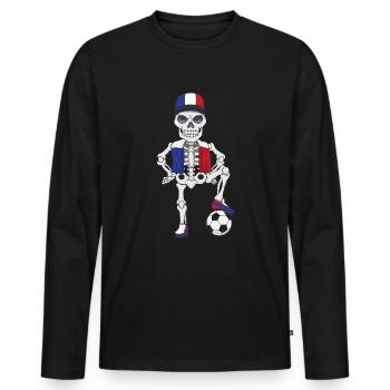 Frankreich Fußball Skelett Fan Team - Männer Premium Bio Langarmshirt - Schwarz - Vorne - Nico (187cm)