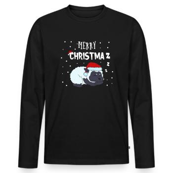 Lustiges Schaf Merry Christmaz Weihnachten Bauer - Männer Premium Bio Langarmshirt - Schwarz - Vorne - Nico (187cm)