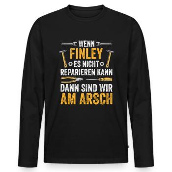 Lustiges Finley Handwerker Heimwerker Sprüche - Männer Premium Bio Langarmshirt - Schwarz - Vorne - Nico (187cm)