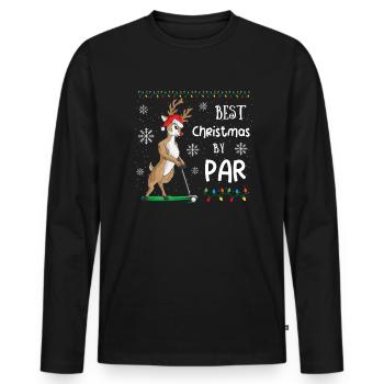 Golf Weihnachten Golfer Rentier - Männer Premium Bio Langarmshirt - Schwarz - Vorne - Nico (187cm)