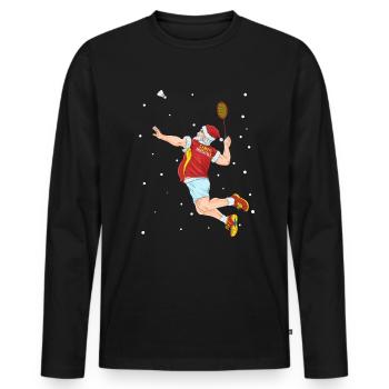 Badminton Federball Weihnachten - Männer Premium Bio Langarmshirt - Schwarz - Vorne - Nico (187cm)