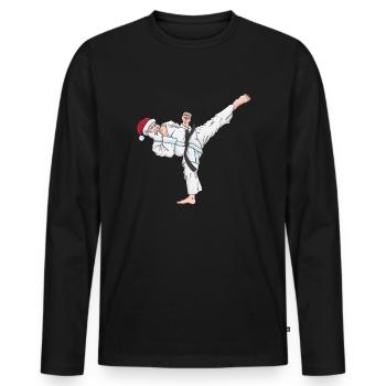 Karate Weihnachtsmann Kampfsport Weihnachten - Männer Premium Bio Langarmshirt - Schwarz - Vorne - Nico (187cm)