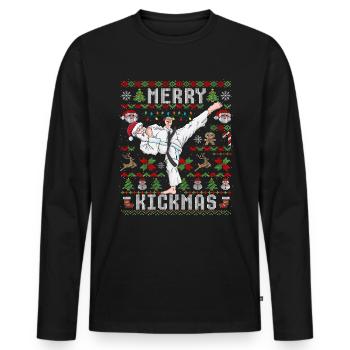 Ugly Christmas Karate Weihnachtsmann Kampfsport - Männer Premium Bio Langarmshirt - Schwarz - Vorne - Nico (187cm)