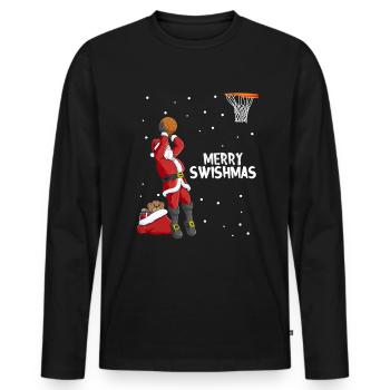 Merry Swishmas Weihnachtsmann Basketball - Männer Premium Bio Langarmshirt - Schwarz - Vorne - Nico (187cm)