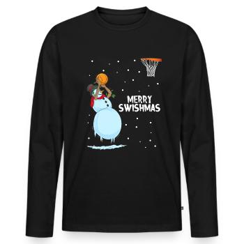 Merry Swishmas Schneemann Basketball - Männer Premium Bio Langarmshirt - Schwarz - Vorne - Nico (187cm)