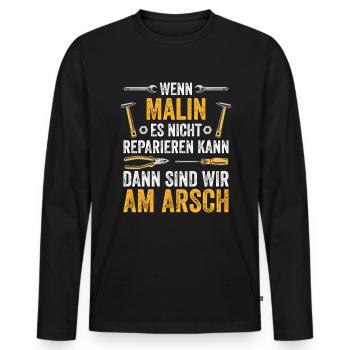 Lustiges Malin Handwerker Heimwerker Sprüche - Männer Premium Bio Langarmshirt - Schwarz - Vorne - Nico (187cm)