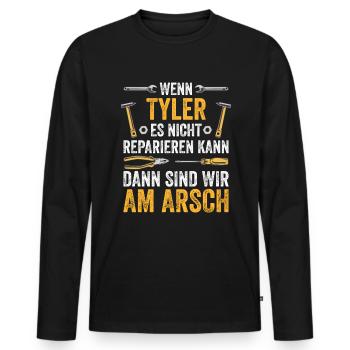 Lustiges Tyler Handwerker Heimwerker Sprüche - Männer Premium Bio Langarmshirt - Schwarz - Vorne - Nico (187cm)