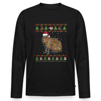 Lustiges Wasserschwein Capybara Ugly Christmas - Männer Premium Bio Langarmshirt - Schwarz - Vorne - Nico (187cm)