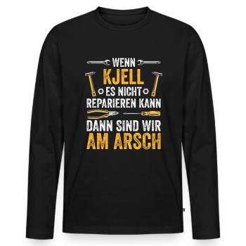Lustiges Kjell Handwerker Heimwerker Sprüche - Männer Premium Bio Langarmshirt - Schwarz - Vorne - Nico (187cm)
