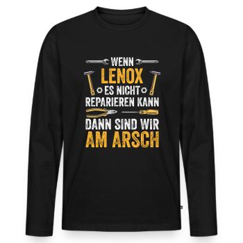 Lustiges Lenox Handwerker Heimwerker Sprüche - Männer Premium Bio Langarmshirt - Schwarz - Vorne - Nico (187cm)