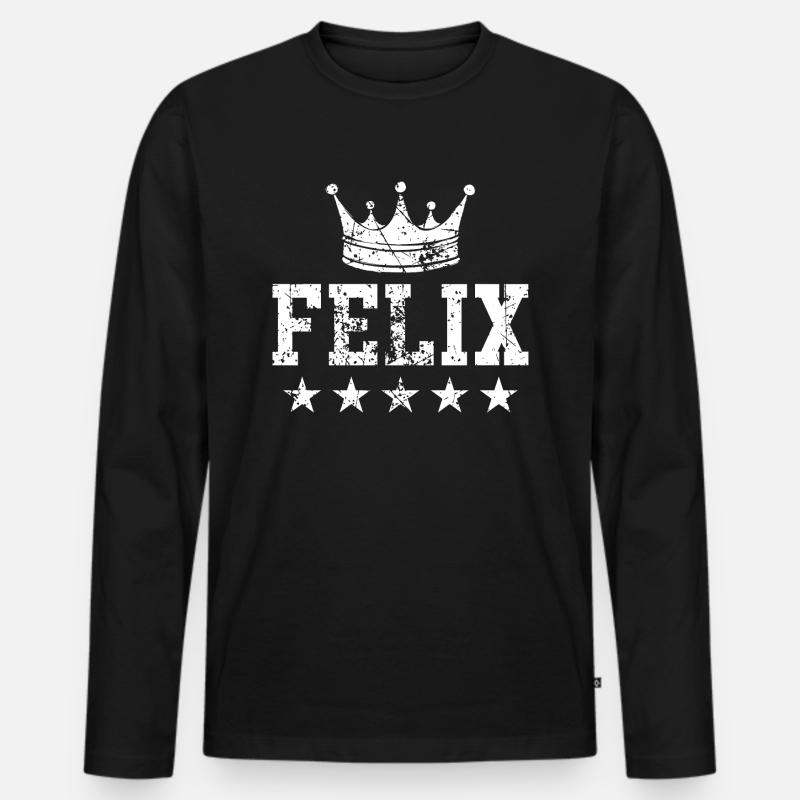 Felix mit Krone - Männer Premium Bio Langarmshirt - Schwarz