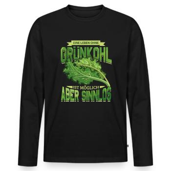 Grünkohl Norddeutschland Kohl Kohlfahrt Norden - Männer Premium Bio Langarmshirt - Schwarz - Vorne - Nico (187cm)