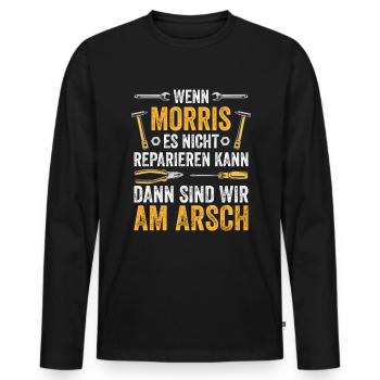 Lustiges Morris Handwerker Heimwerker Sprüche - Männer Premium Bio Langarmshirt - Schwarz - Vorne - Nico (187cm)